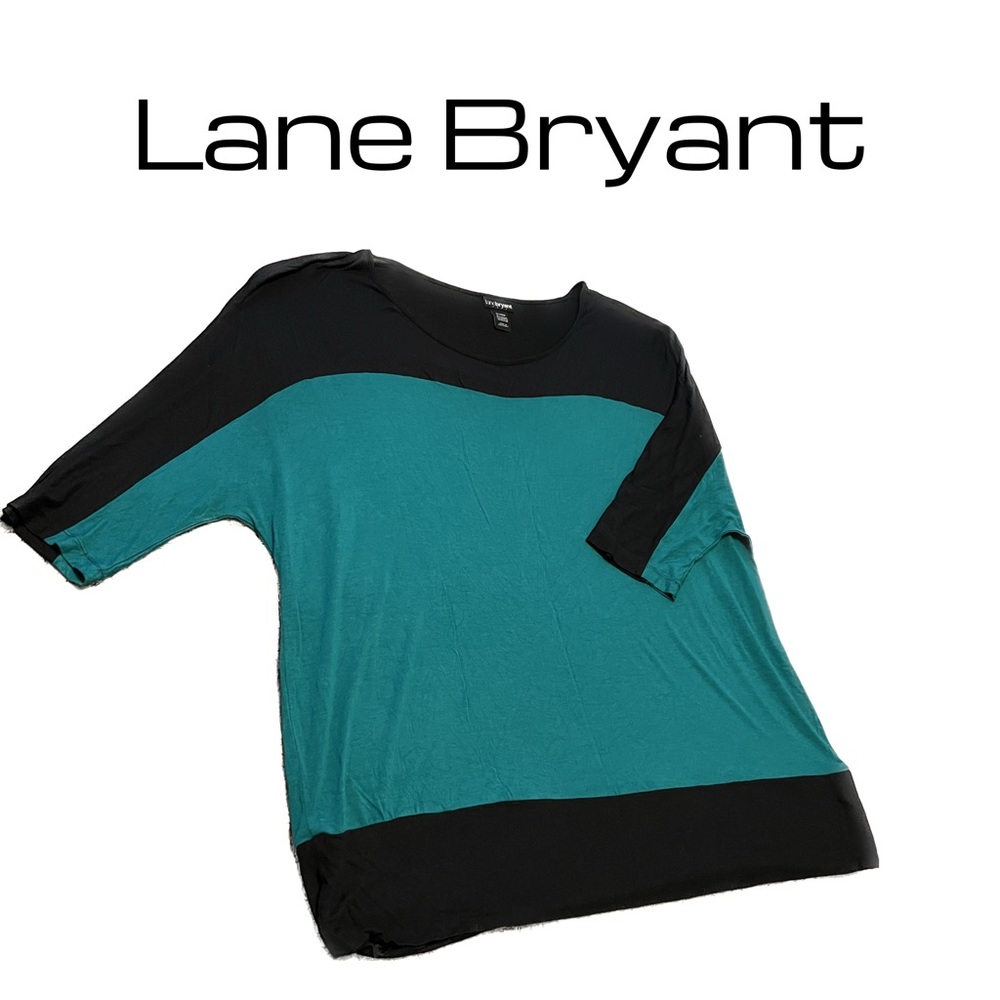 🟢 Lane Bryant Green & Black Top